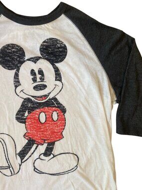 Disney MICKEY MOUSE Graphic Tee 3/4 Sleeve Baseball Raglan T-Shirt Size Medium